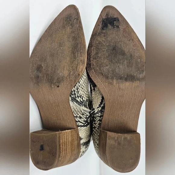 Sam Edelman Women's Leonia Block Heel Leather Snake Print Booties Size 6 - Picture 4 of 16